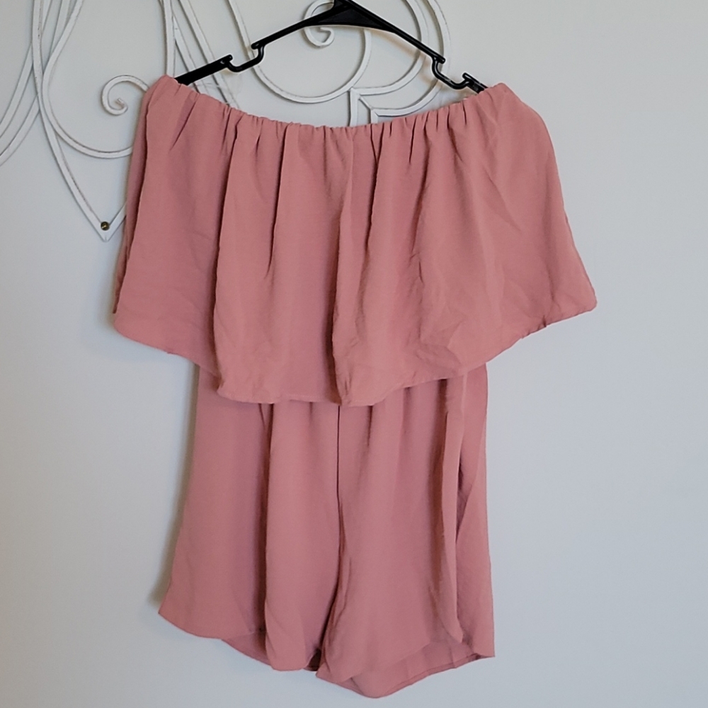 Tube Top Romper with Ruffle Coral - Picture 4 of 4